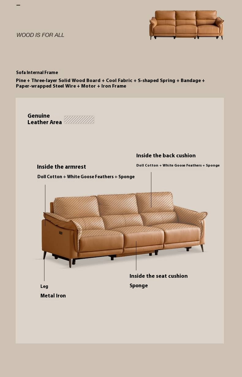 Genuine Leather Italian Style Zero-Wall Electric Recliner Sofa