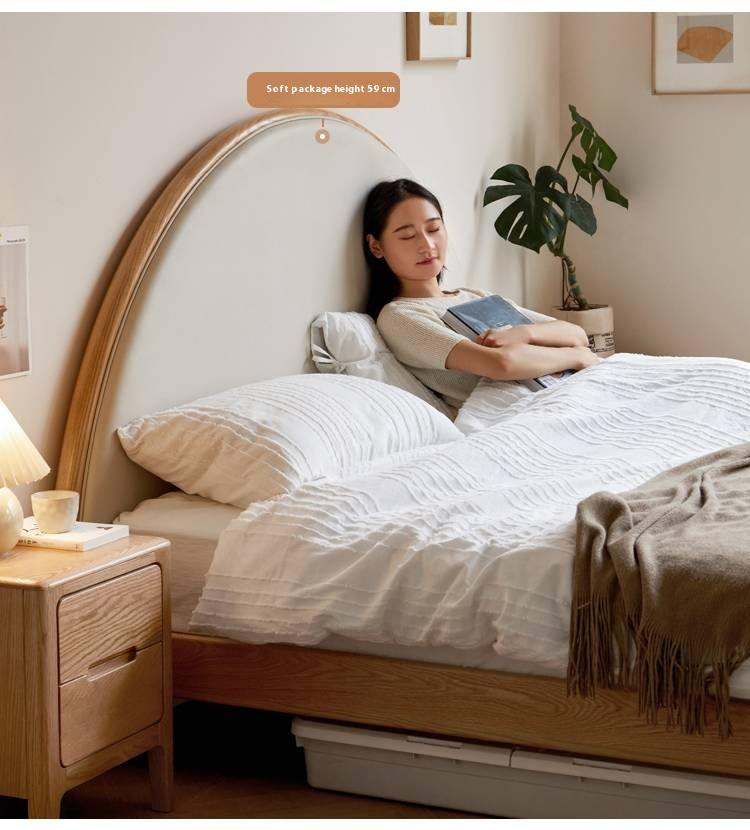 Oak Solid Wood Sunrise Bed Technology Cloth