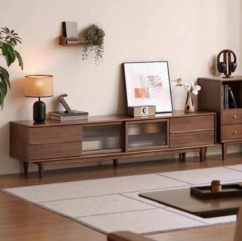 Black Walnut Solid Wood Modern TV Cabinet
