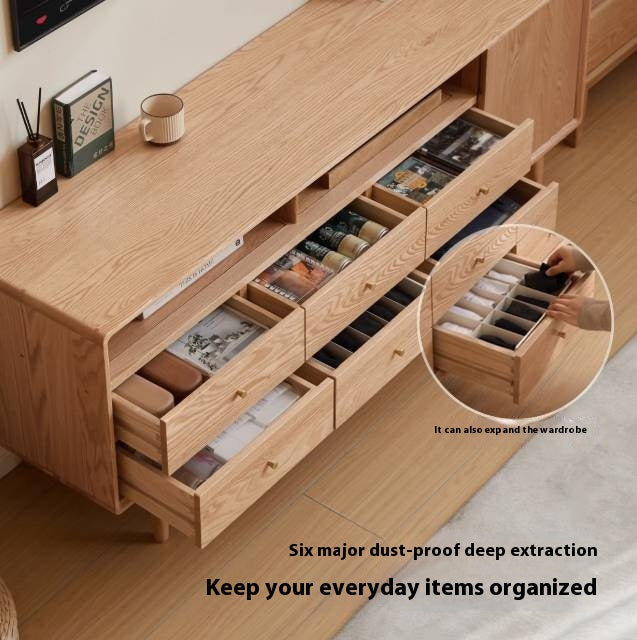 Oak Solid Wood Bedroom TV Cabinet