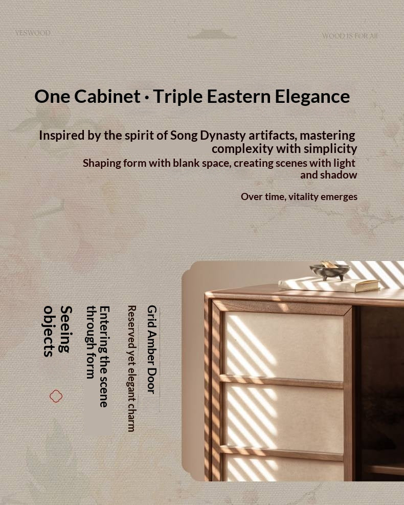 Black Walnut Solid Wood Storage Side Cabinet