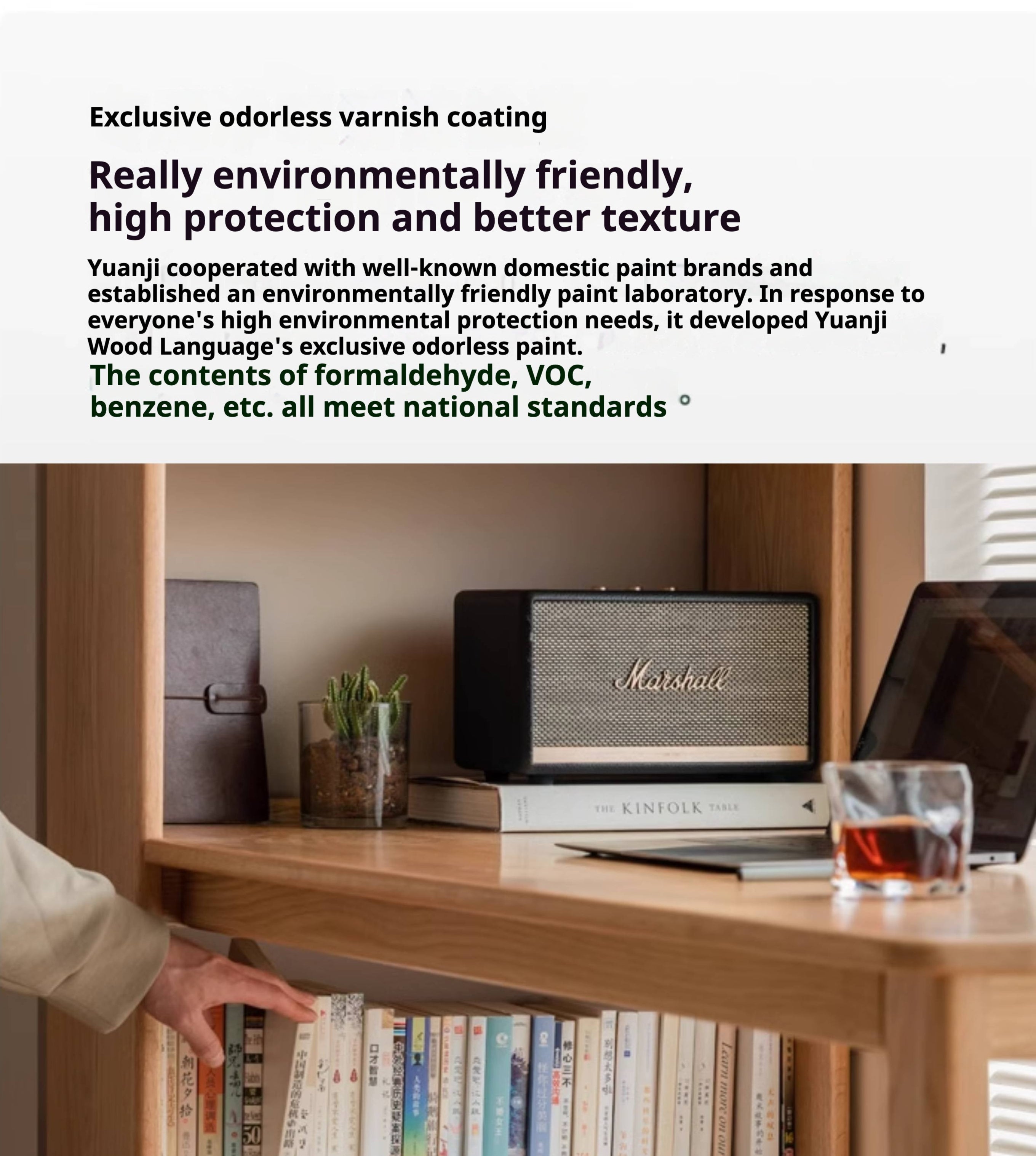 Oak Solid Wood Desk and Bookshelf Integrated Office Desk