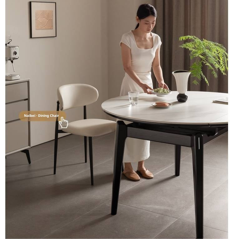 Solid Rubberwood Modern Rock Plate Dining Table