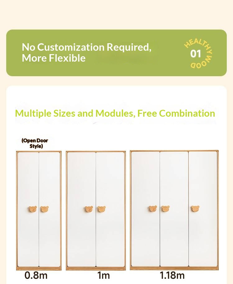 Oak Solid Wood Kids Wardrobe Combination
