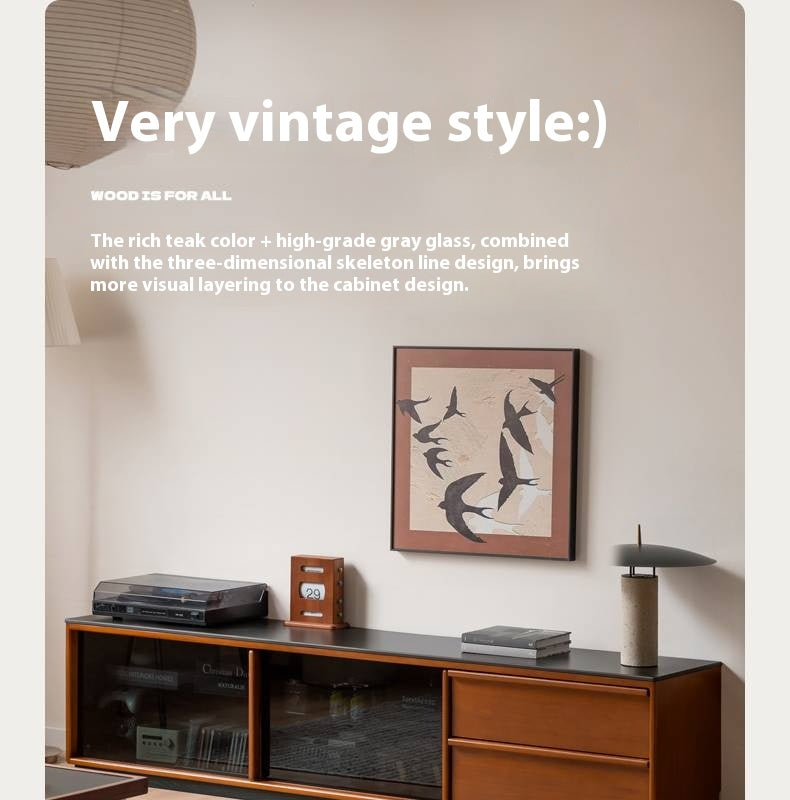 Poplar Solid Wood Medieval Style TV Stand.