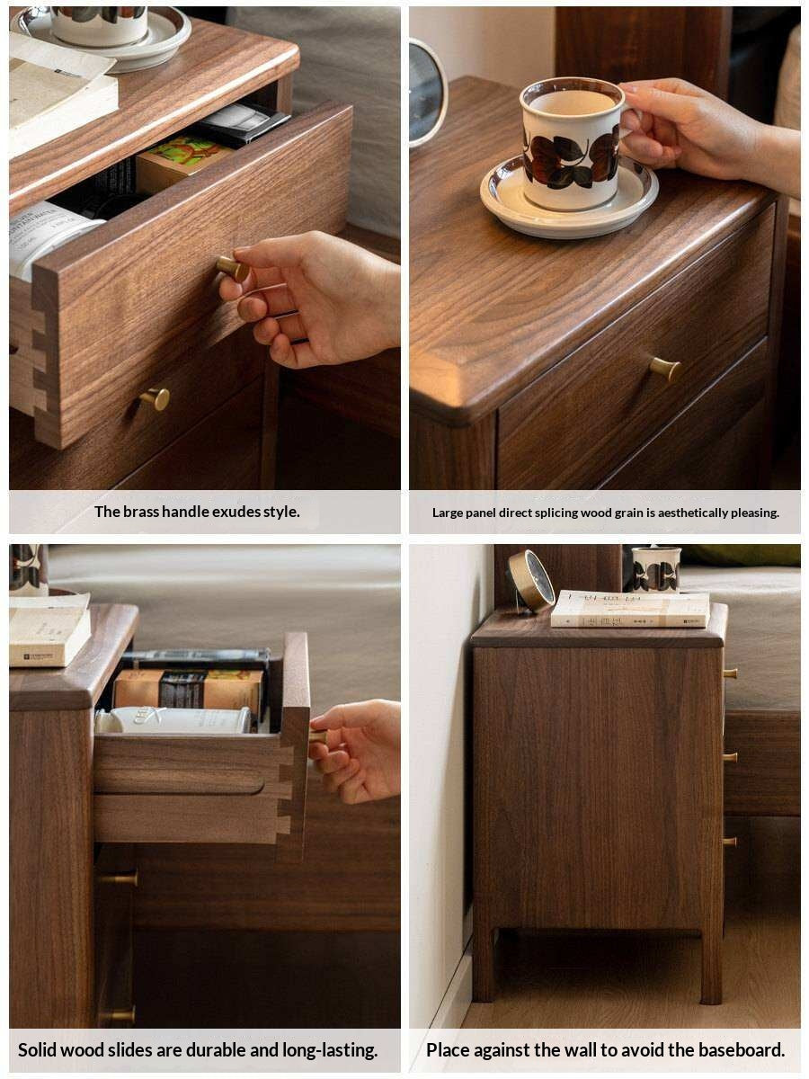 Black Walnut Solid Wood Nordic Style Nightstand