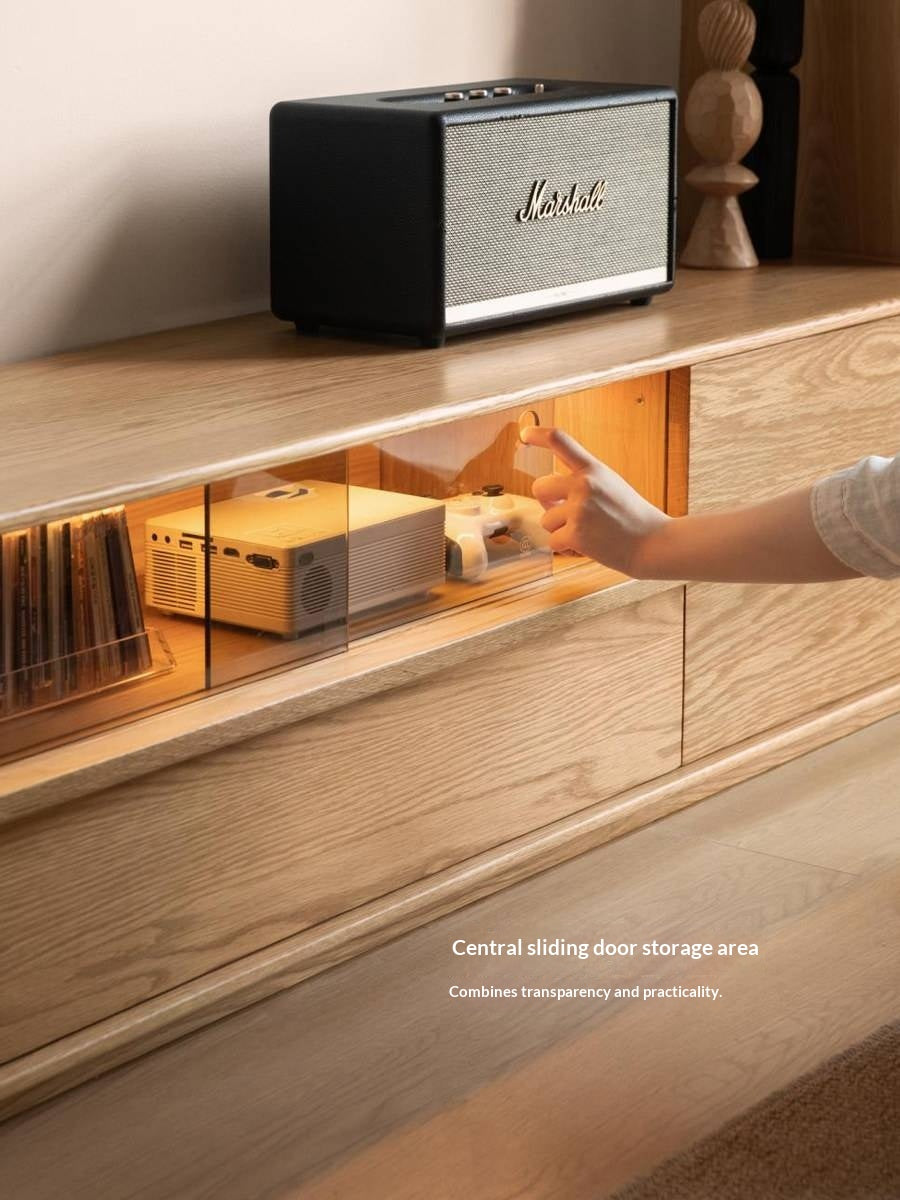 White Oak, Ash Solid Wood Wabi-sabi Style TV Cabinet