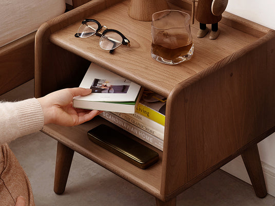 Beech solid wood Fully open nightstand