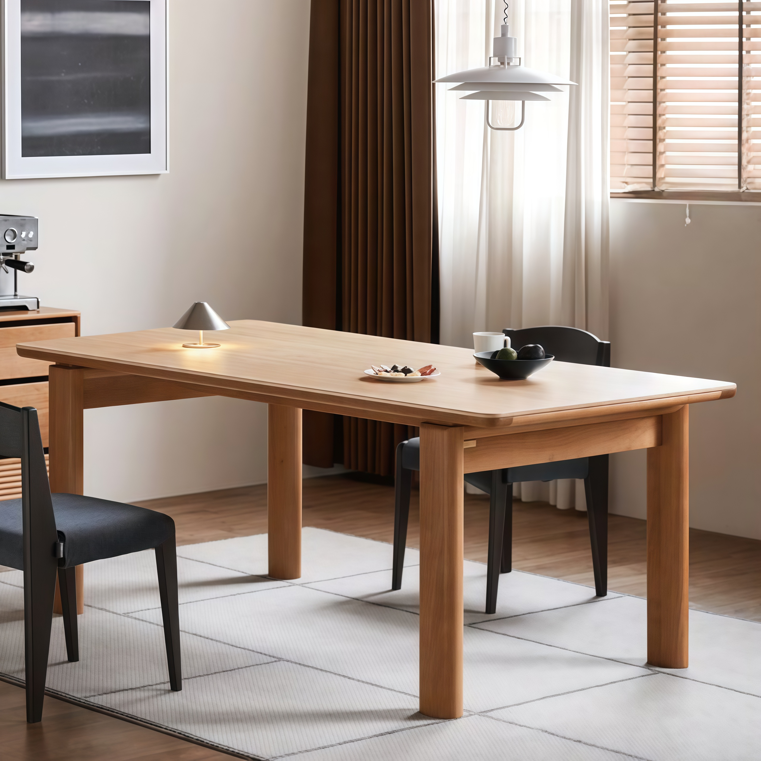 Cherry Solid Wood Vintage Style Slab Dining Table with Sintered Stone Top