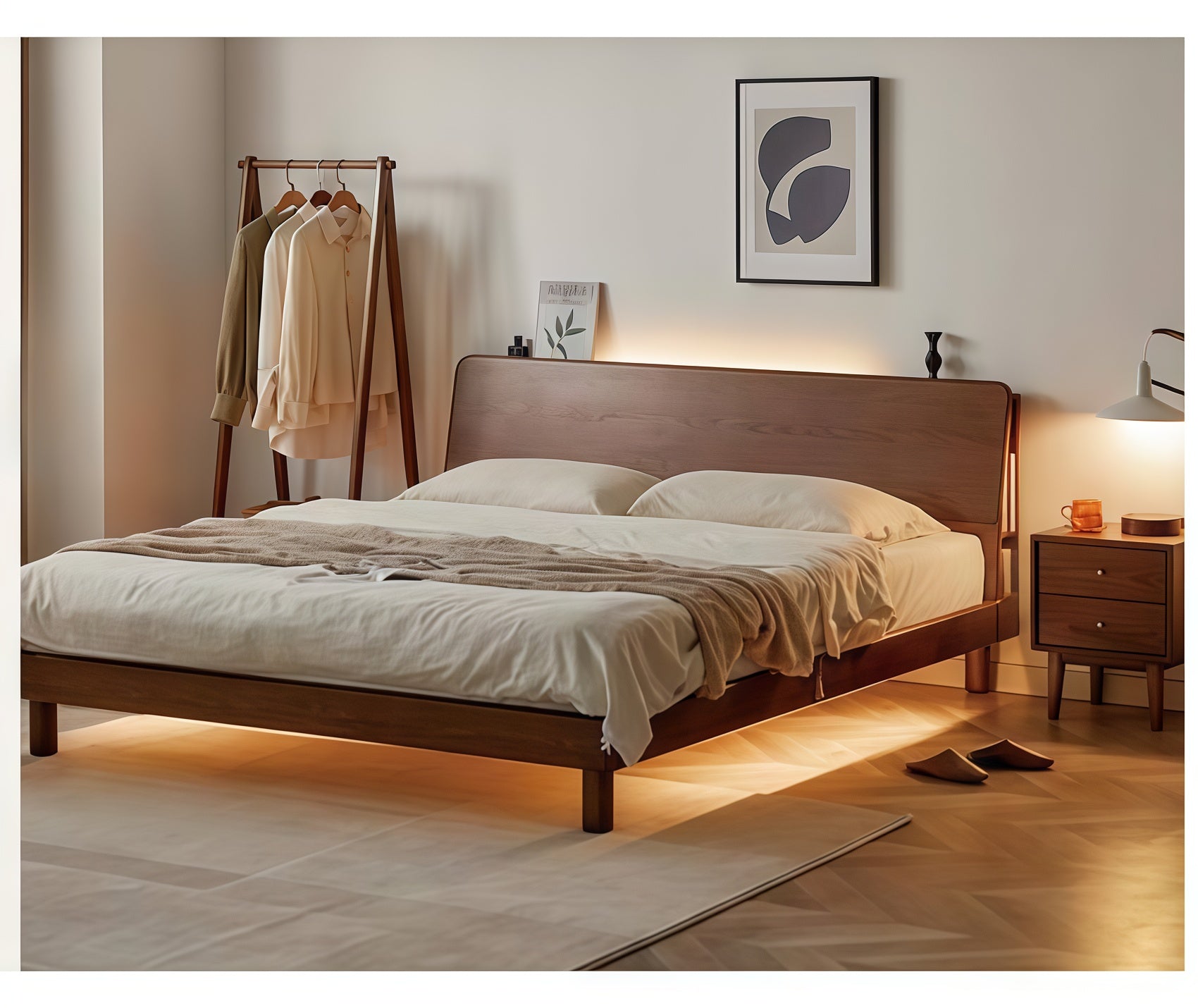 Oak Solid Wood Modern Bed