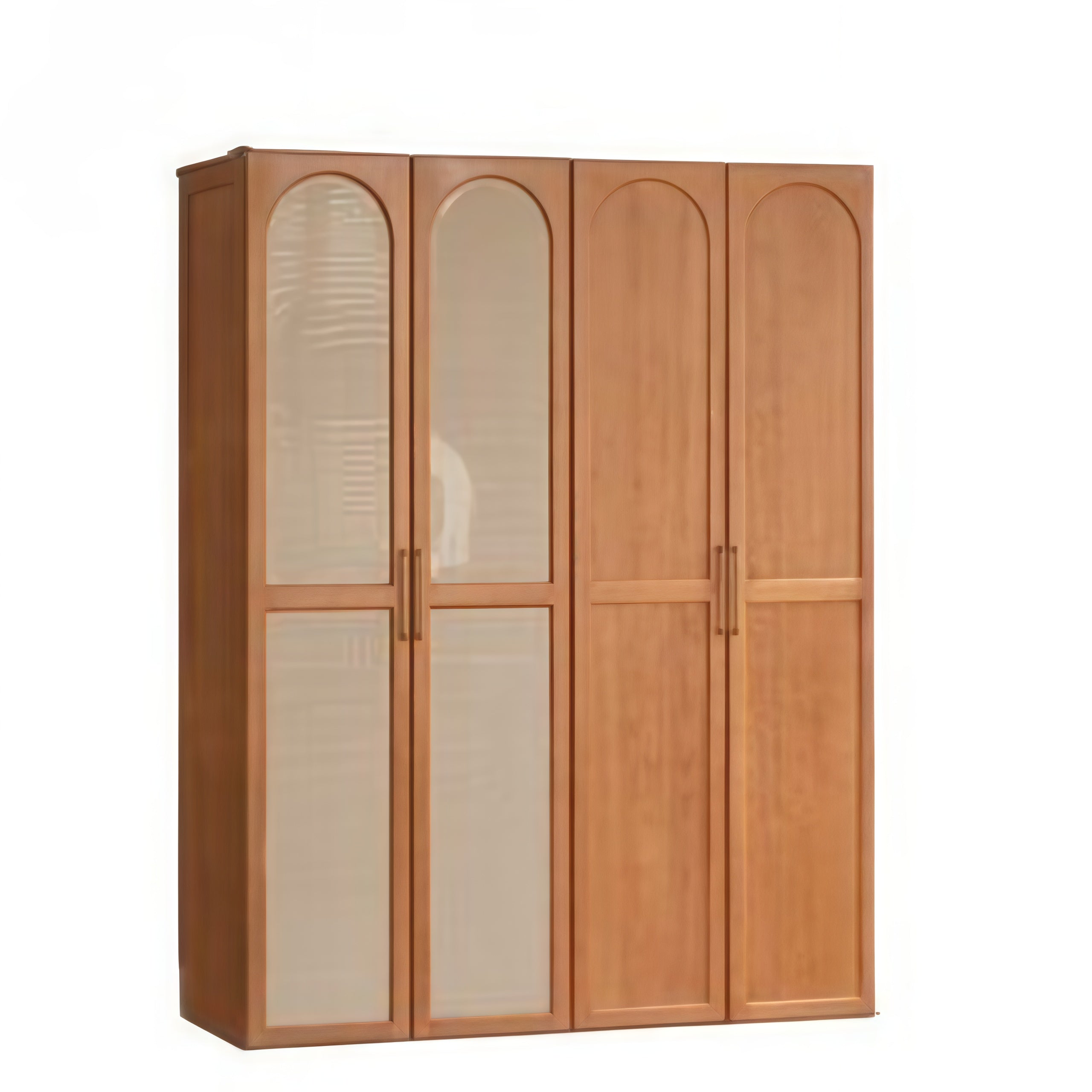 Cherry Solid Wood Retro Rattan Wardrobe
