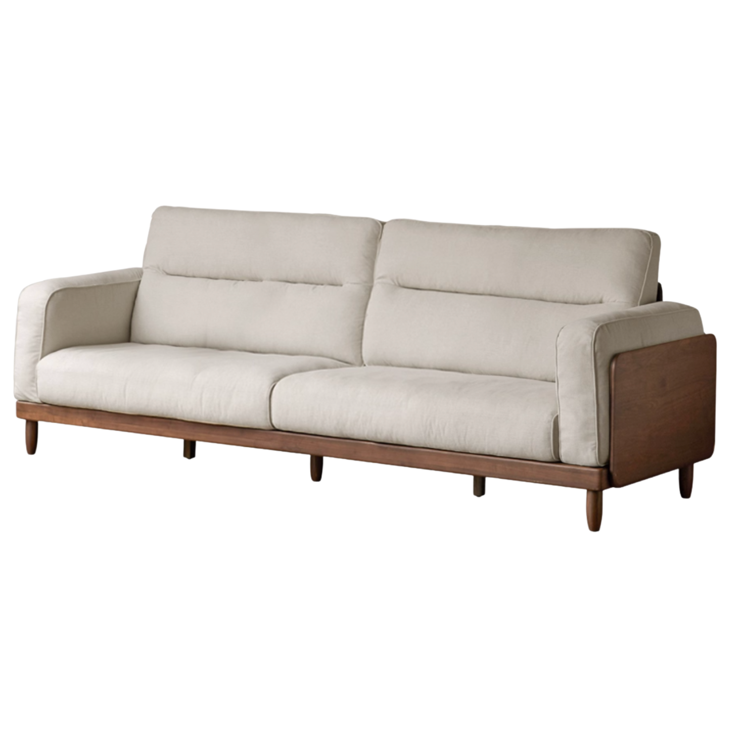 Black Walnut, Ash, Solid Sandalwood Wood Sofa with Genuine Top-Grain Yellow Cowhide Leather,fabrics