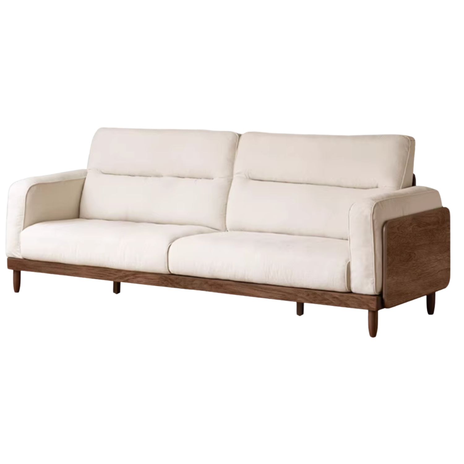 Black Walnut, Ash, Solid Sandalwood Wood Sofa with Genuine Top-Grain Yellow Cowhide Leather,fabrics