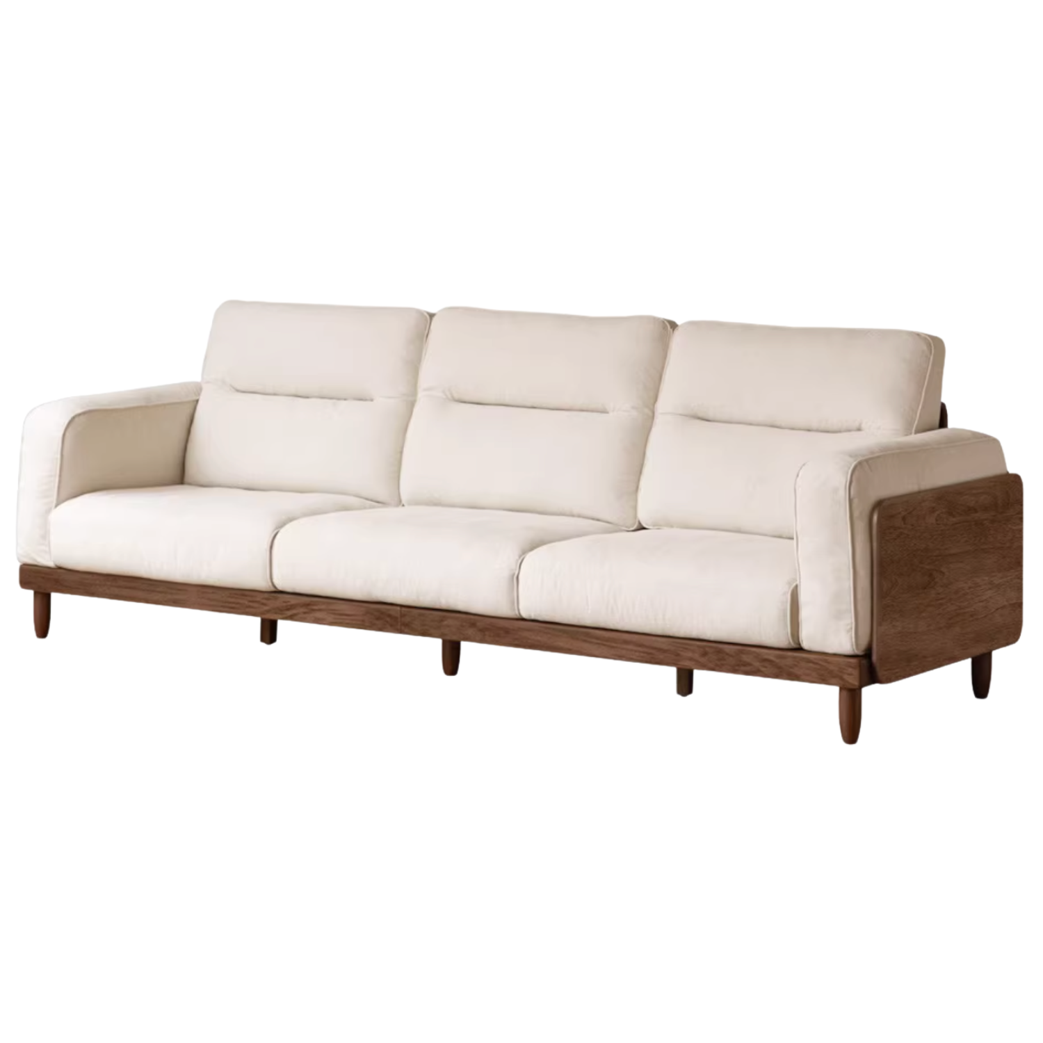 Black Walnut, Ash, Solid Sandalwood Wood Sofa with Genuine Top-Grain Yellow Cowhide Leather,fabrics