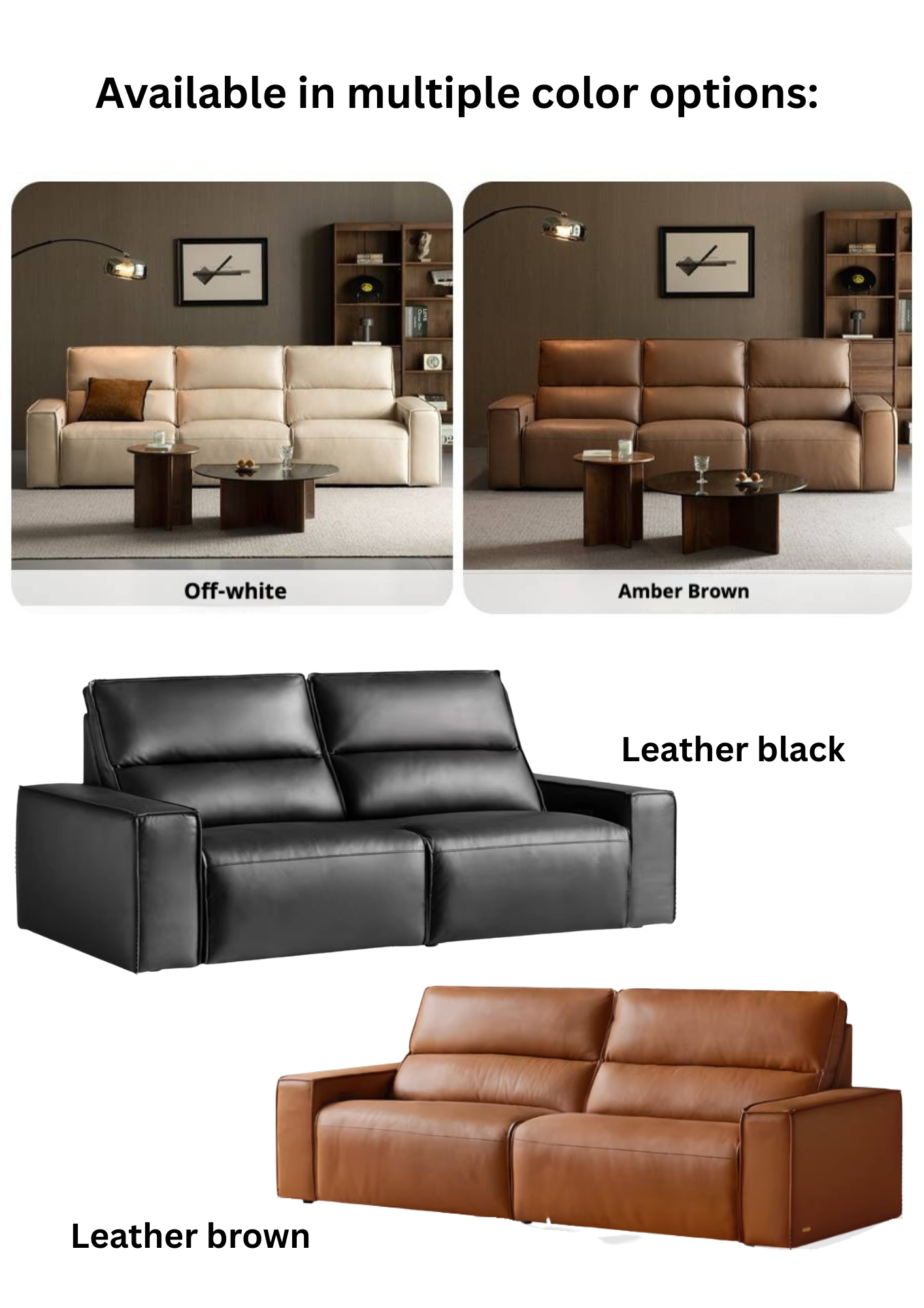 Cowhide Straight Leather Electric Sofa- 4 color