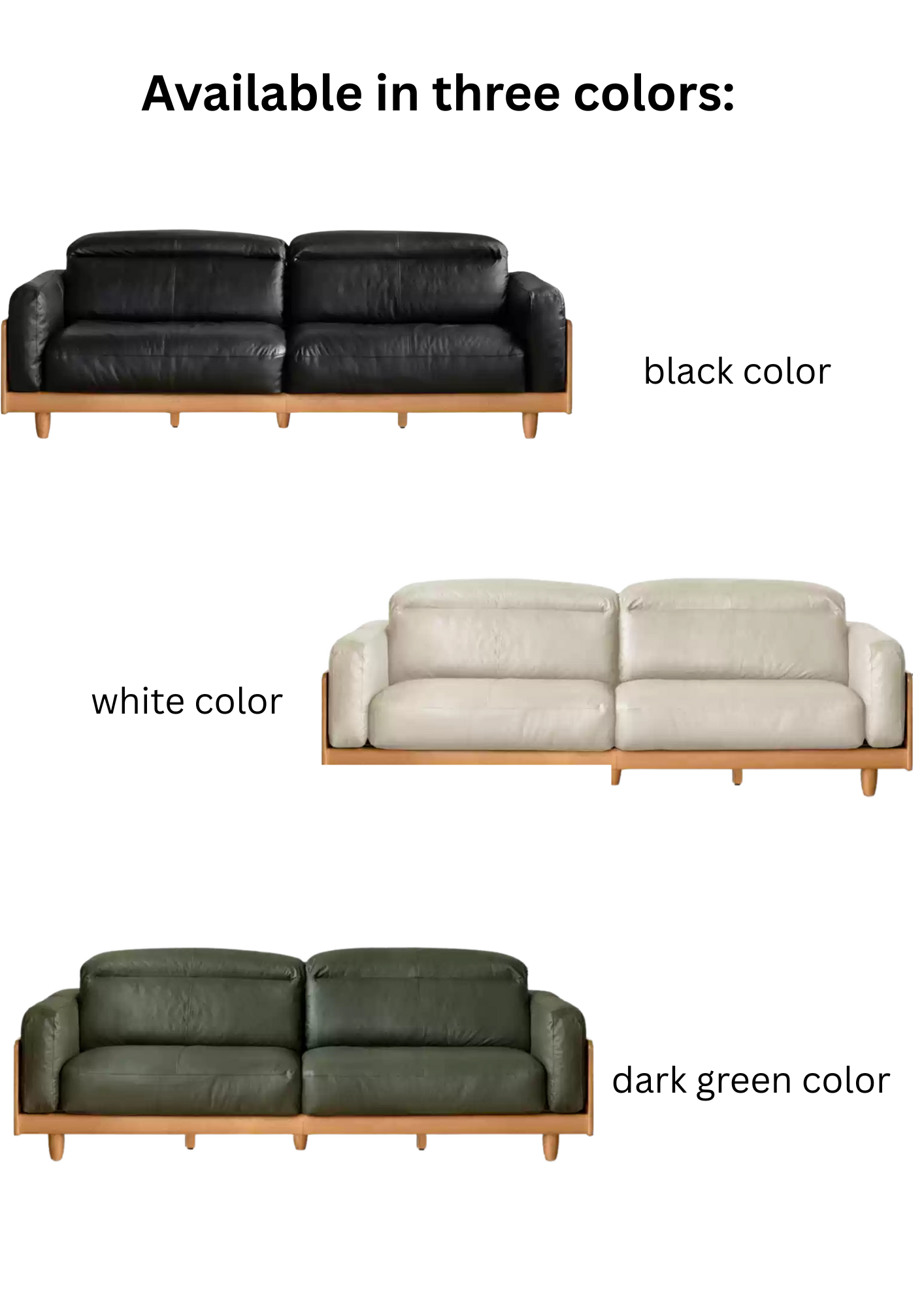 Cherry Wood Solid Wood Modern Leather Sofa