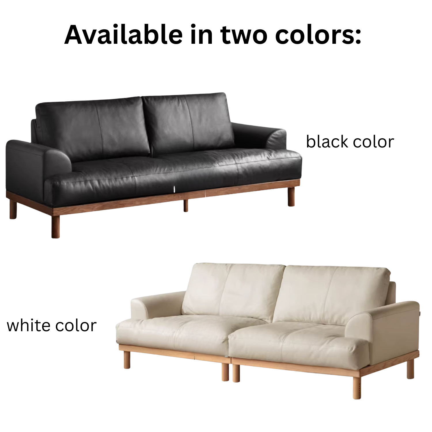 Oak Solid Wood Genuine Leather Sofa