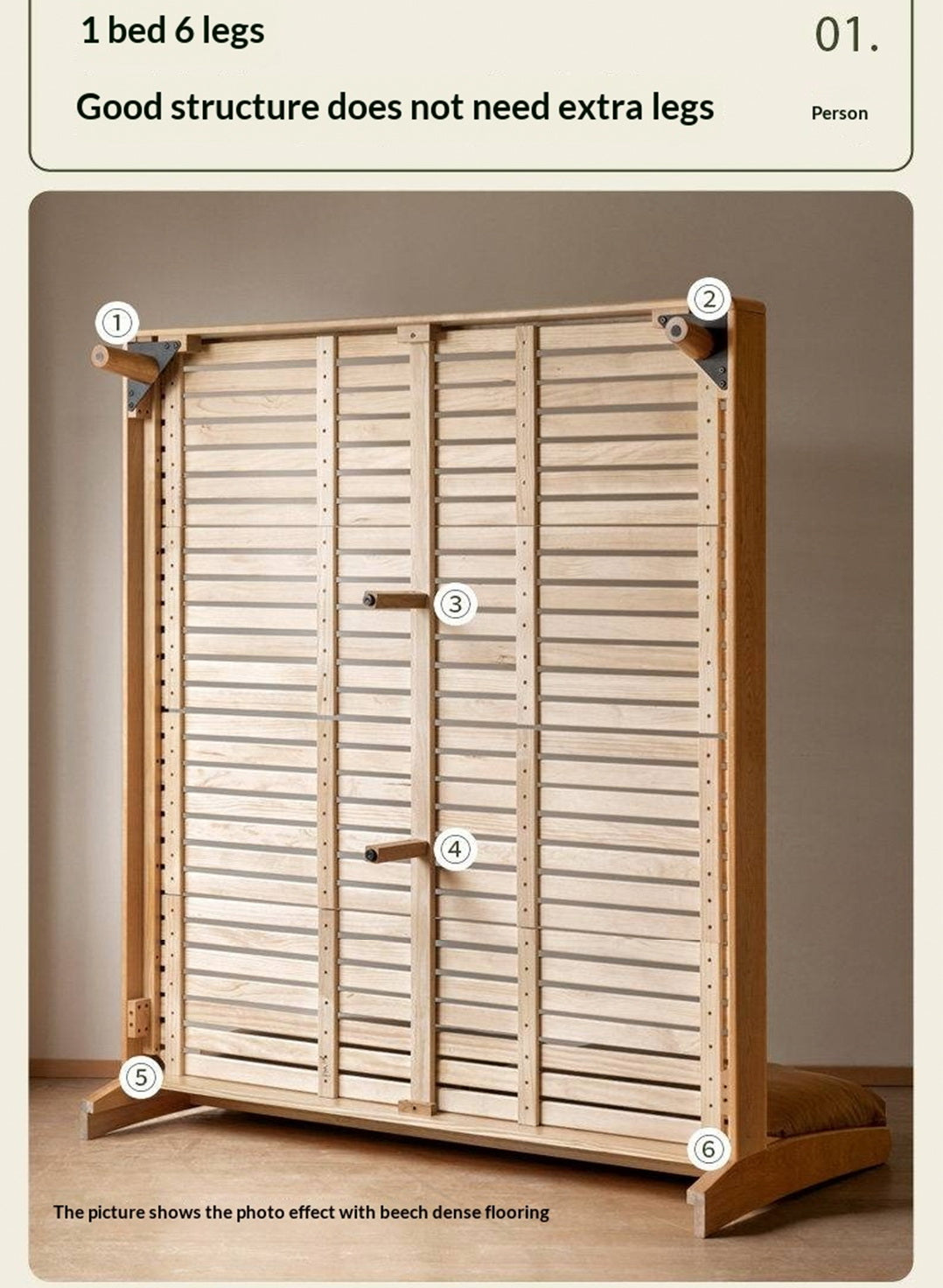 Cherry Solid Wood Bed — Retro Style with Genuine Leather Upholstery