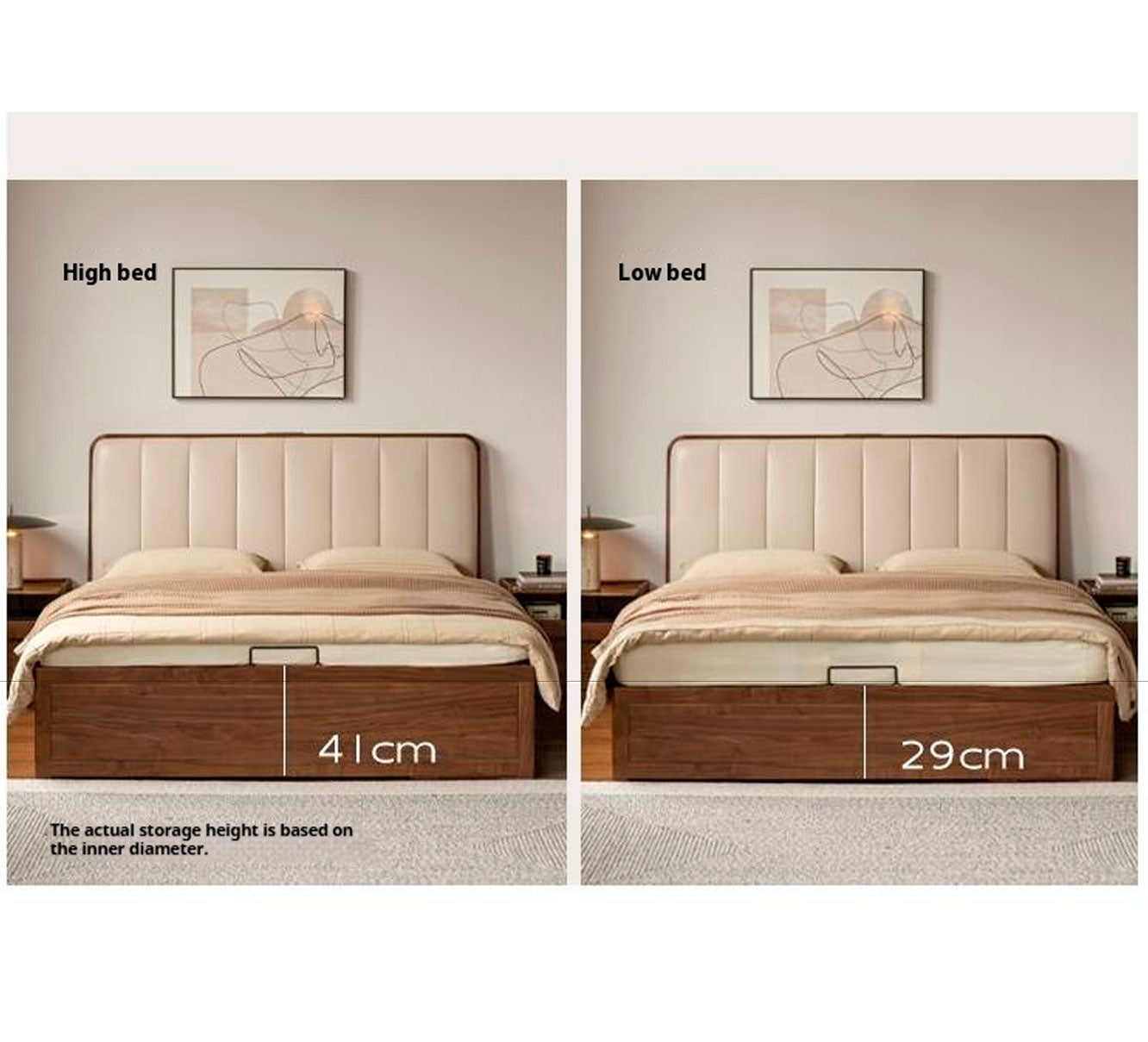 Black Walnut Solid Wood Genuine Leather Italian Light Luxury Soft Bed