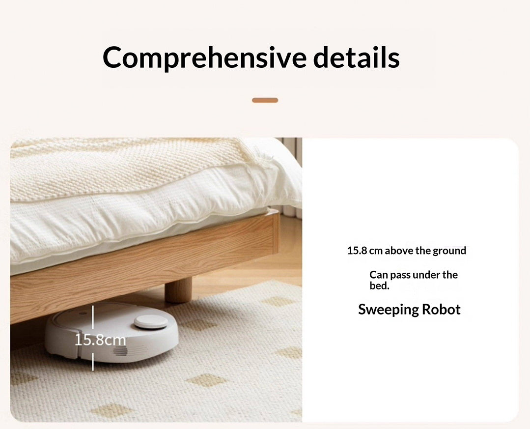 Oak Solid Wood Bed — Cream Style Upholstered Suspended Luminous Bed