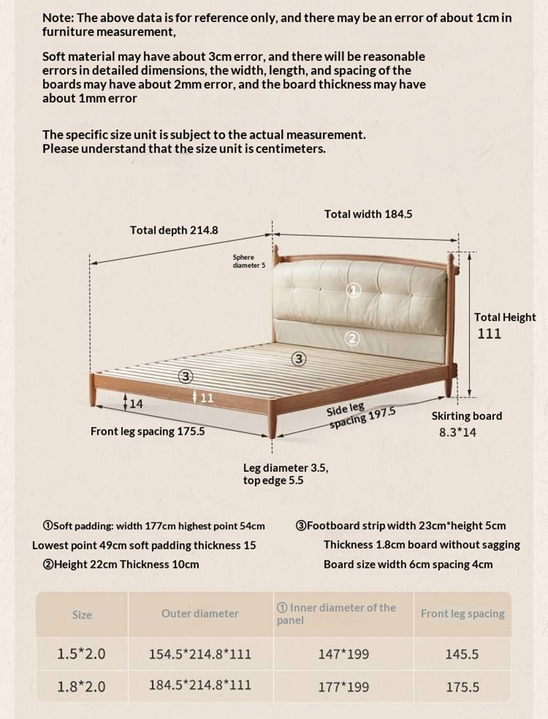 Oak Solid Wood Bed — Modern Minimalist with Genuine Leather and Soft Headboard