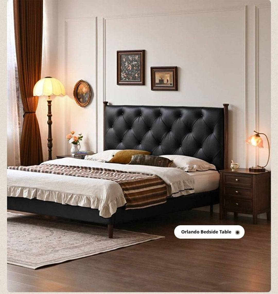 Genuine Leather Luxury Upholstered Bed American Style