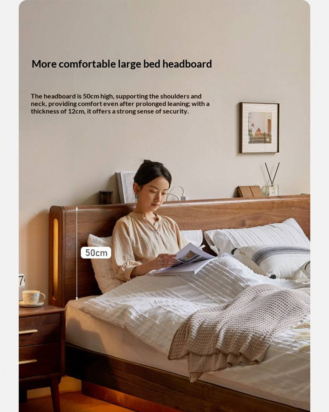 Black Walnut, Sandalwood Solid Wood Box Bed — Luxury Floating Bed with Glow-in-the-Dark Features