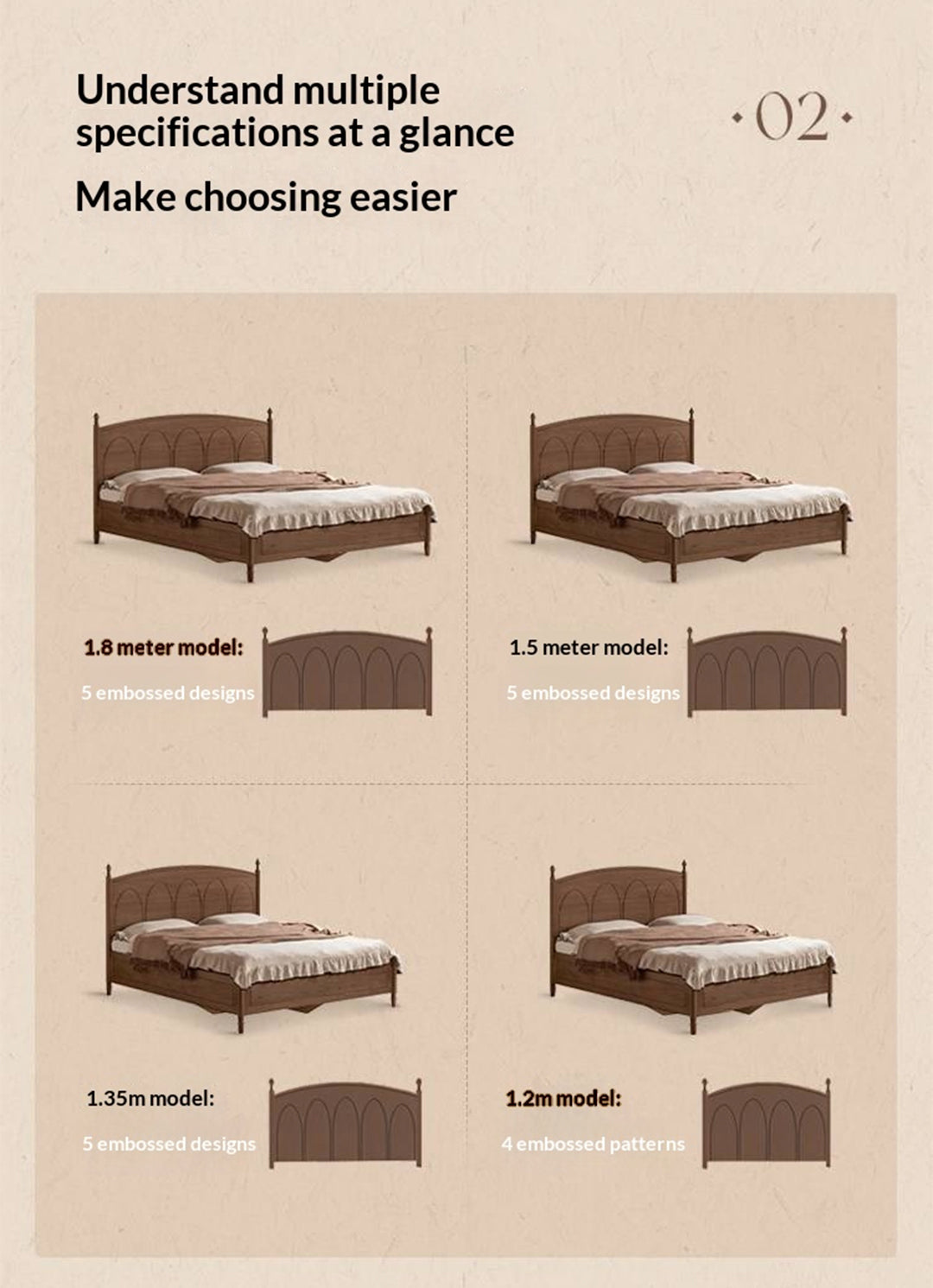 Black Walnut Solid Wood Box Bed — French Retro Style