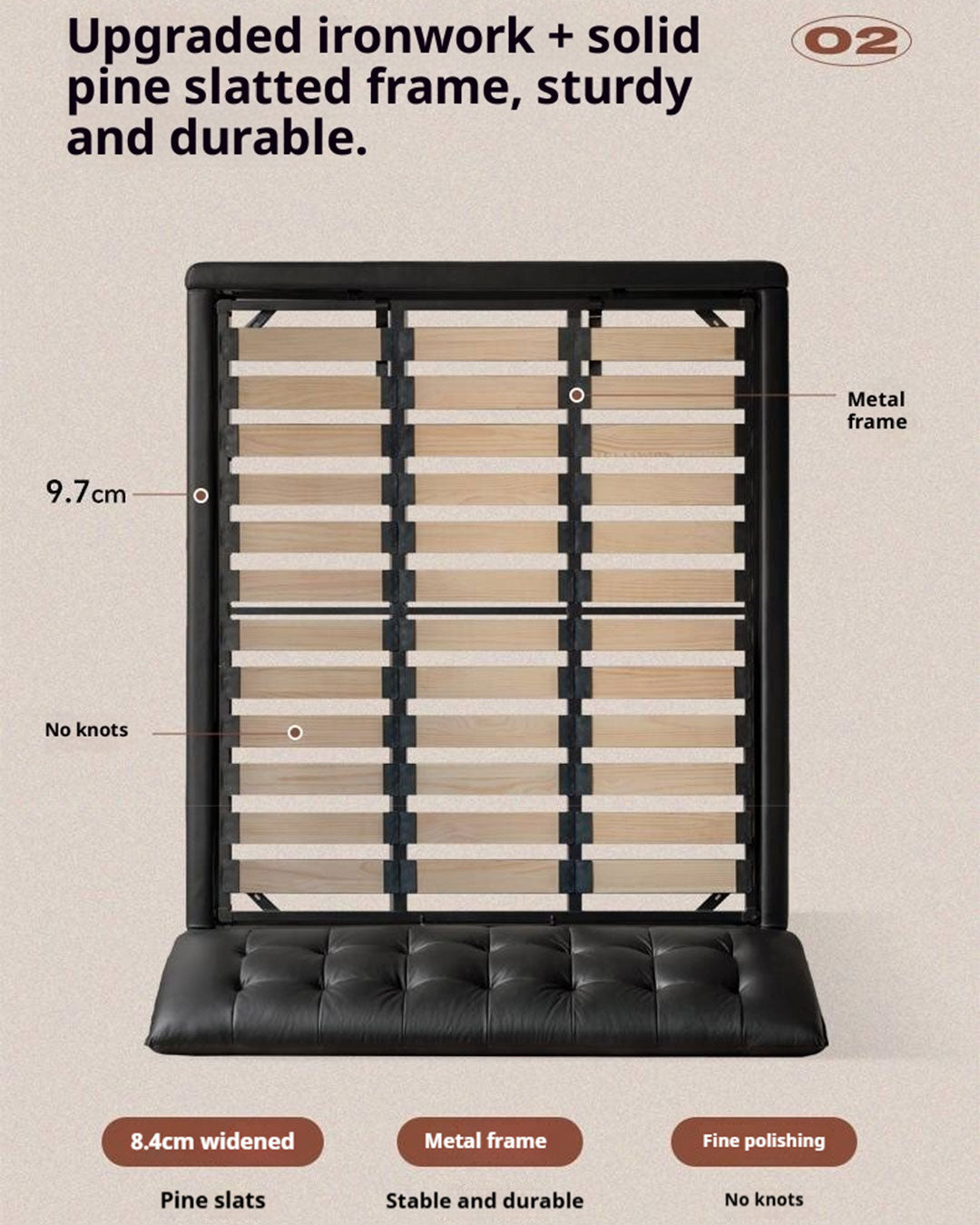 Genuine Leather Black Light Luxury Soft Box Bed