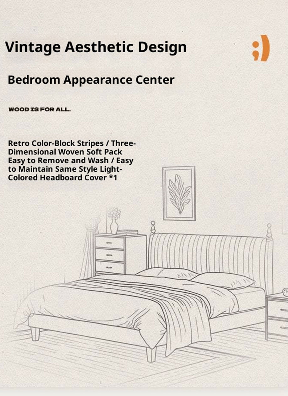 Fabric Soft Bed, American Vintage Retro Style