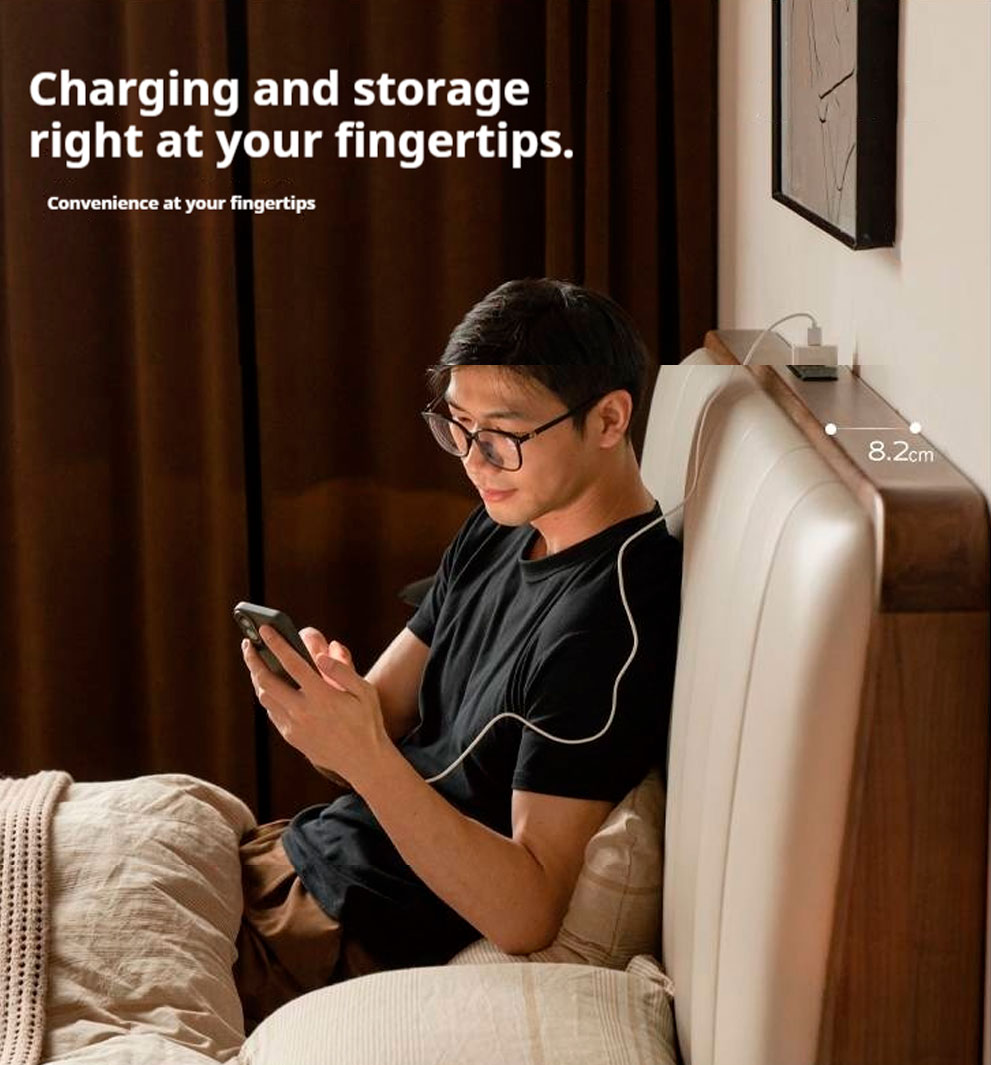 Black Walnut Solid Wood Genuine Leather Italian Light Luxury Soft Bed