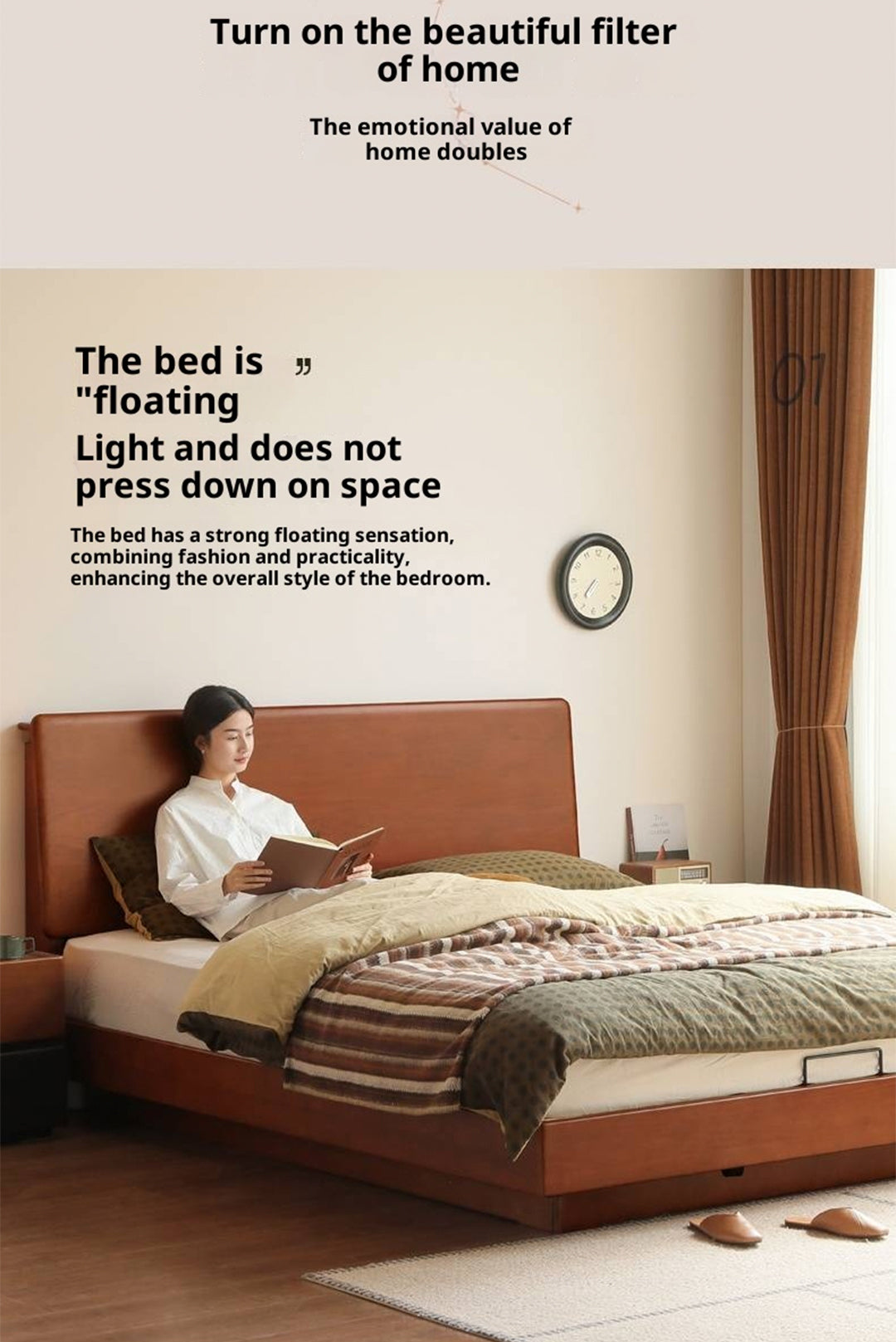 Poplar Solid Wood Suspended Luminous Box Bed