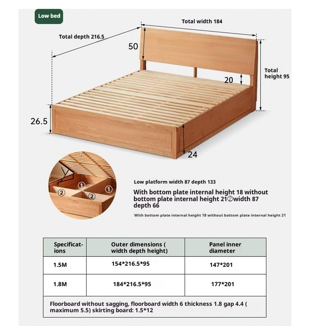 Cherry Solid Wood High-Pressure Box Bed