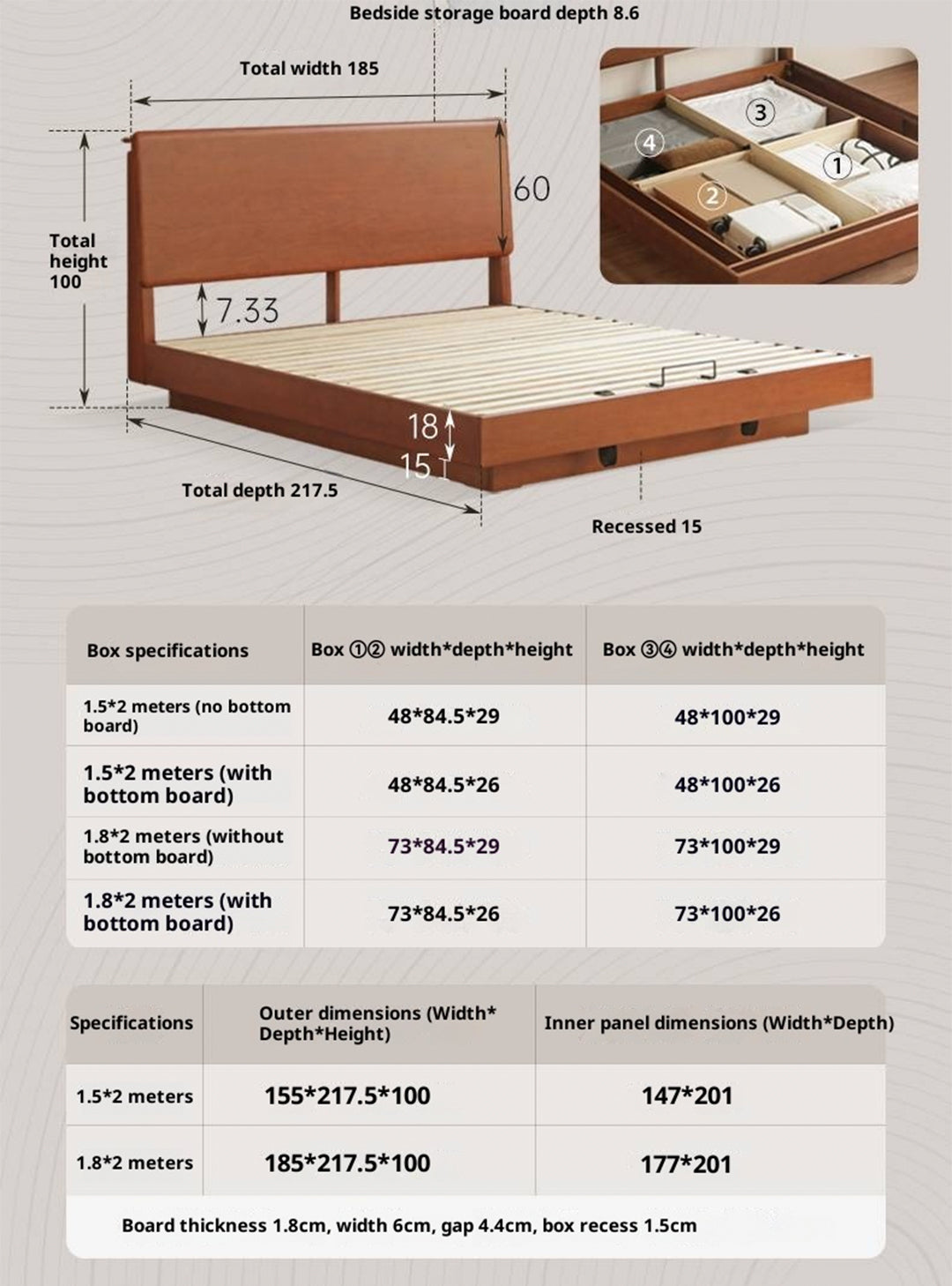 Poplar Solid Wood Suspended Luminous Box Bed