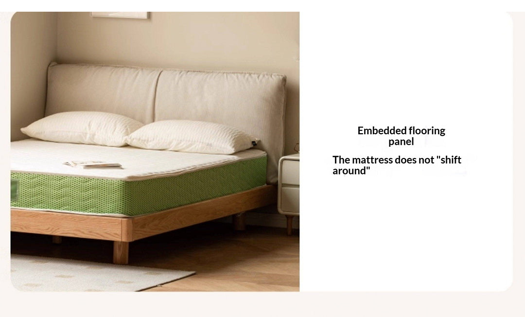 Oak Solid Wood Bed — Cream Style Upholstered Suspended Luminous Bed