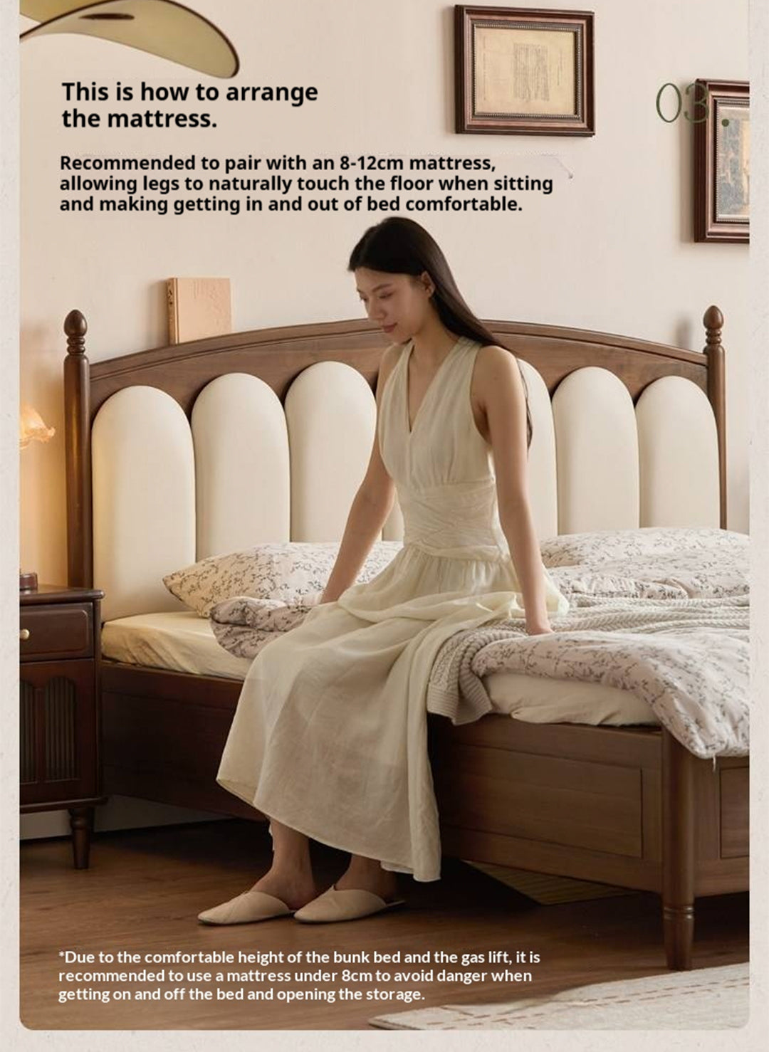 Black Walnut Solid Wood Box Bed — French Retro Style with Genuine Leather and Piano Key Design