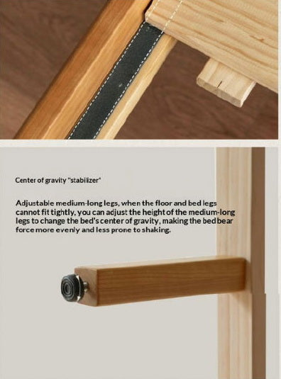 Cherry Solid Wood Fabric Upholstered Bed