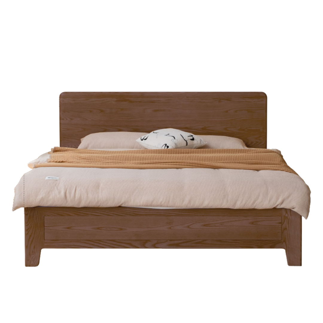 Ash, Oak Solid Wood Modern Minimalist High Box Bed