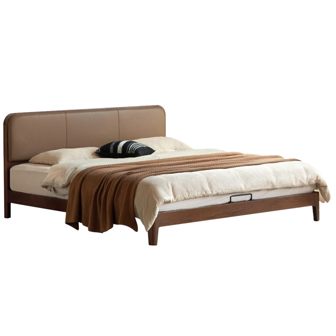 Rubber wood, Oak Solid Wood Bed Technology Fabric
