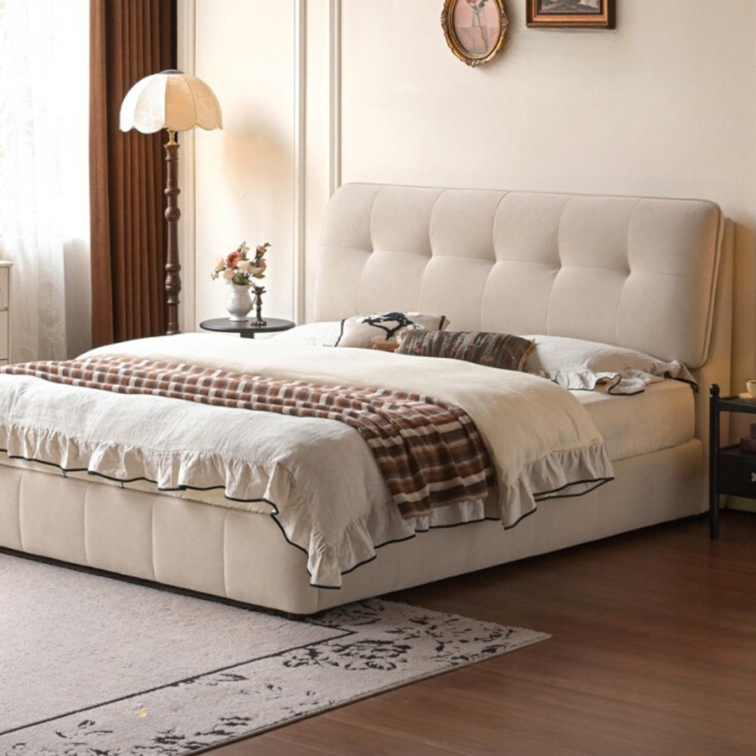 Fabric Puff Cat Scratch Bed, French Cream Style