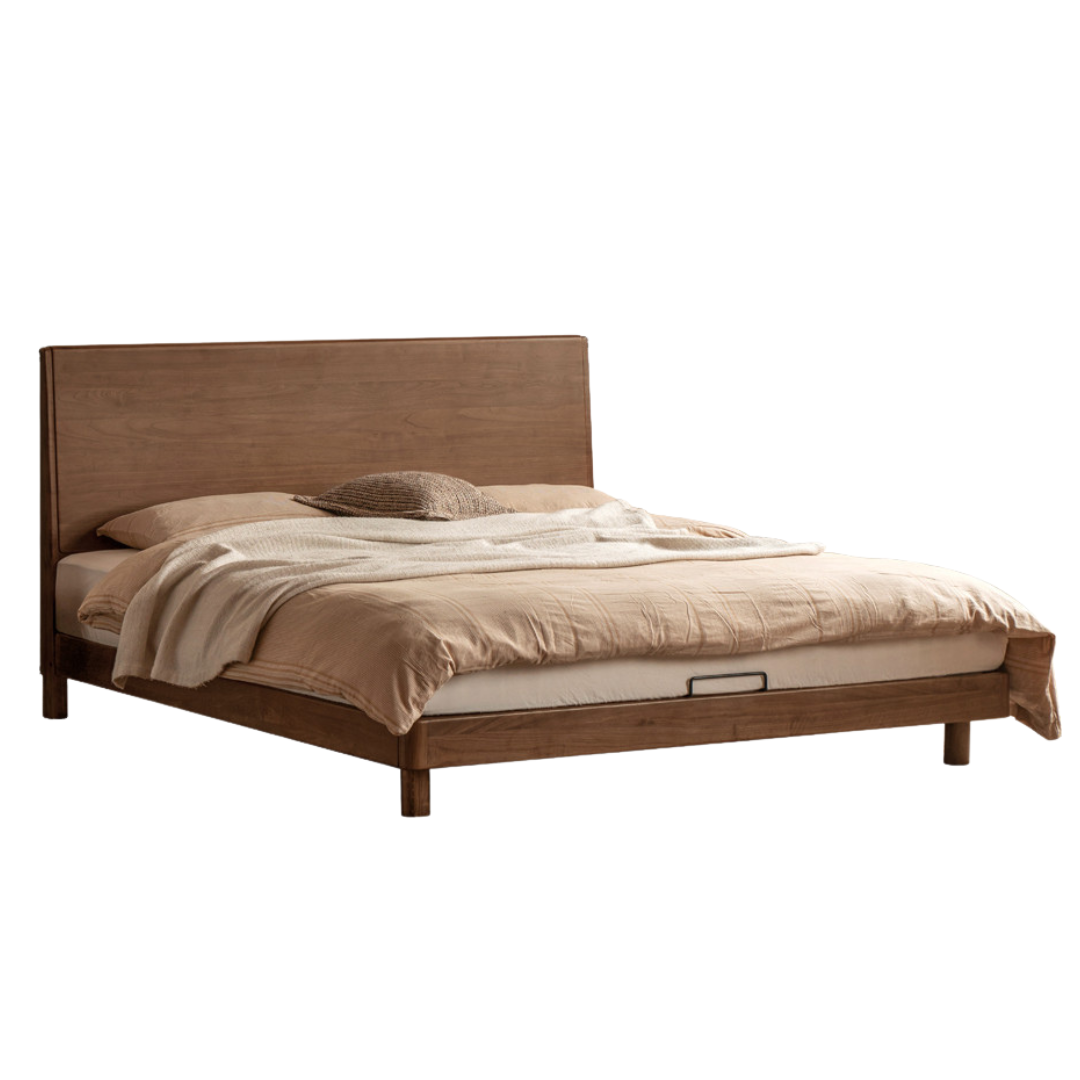 Black Walnut Solid Wood Modern Minimalist Large Bed