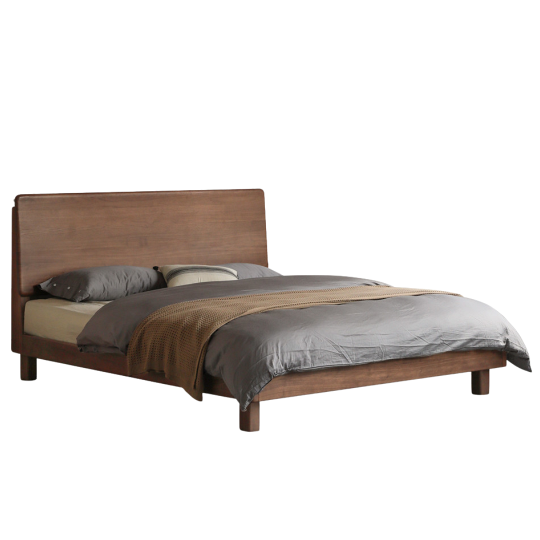 Black Walnut, Sandalwood,Oak Bed with High Headboard