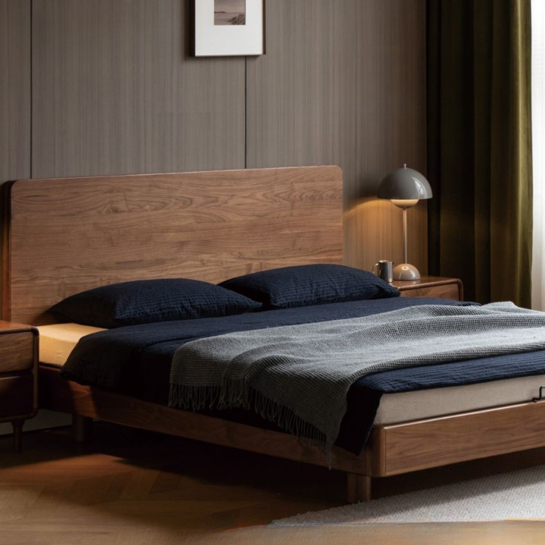 Black Walnut Solid Wood Modern Minimalist Bed