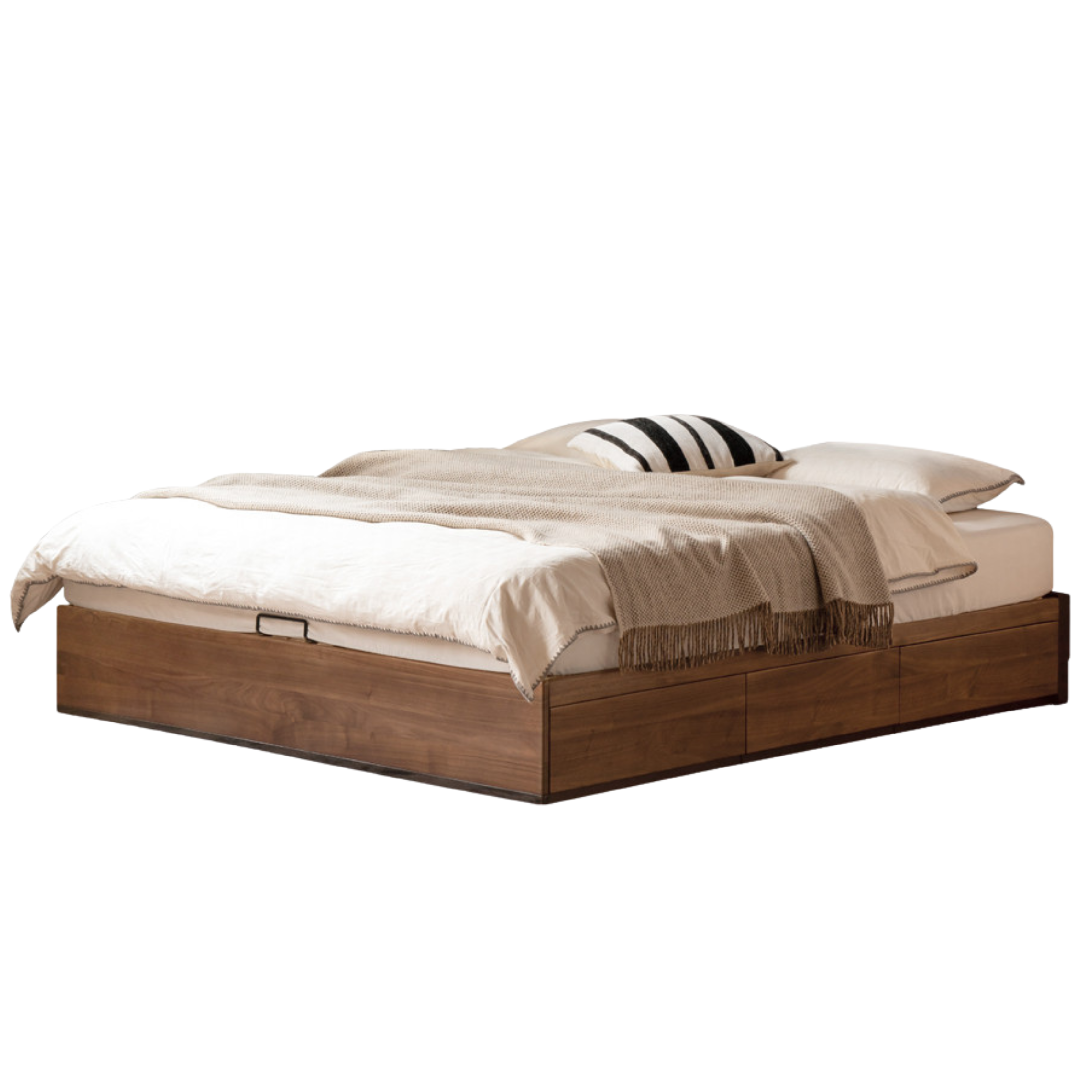 Black Walnut Solid Wood Light Luxury Box Bed