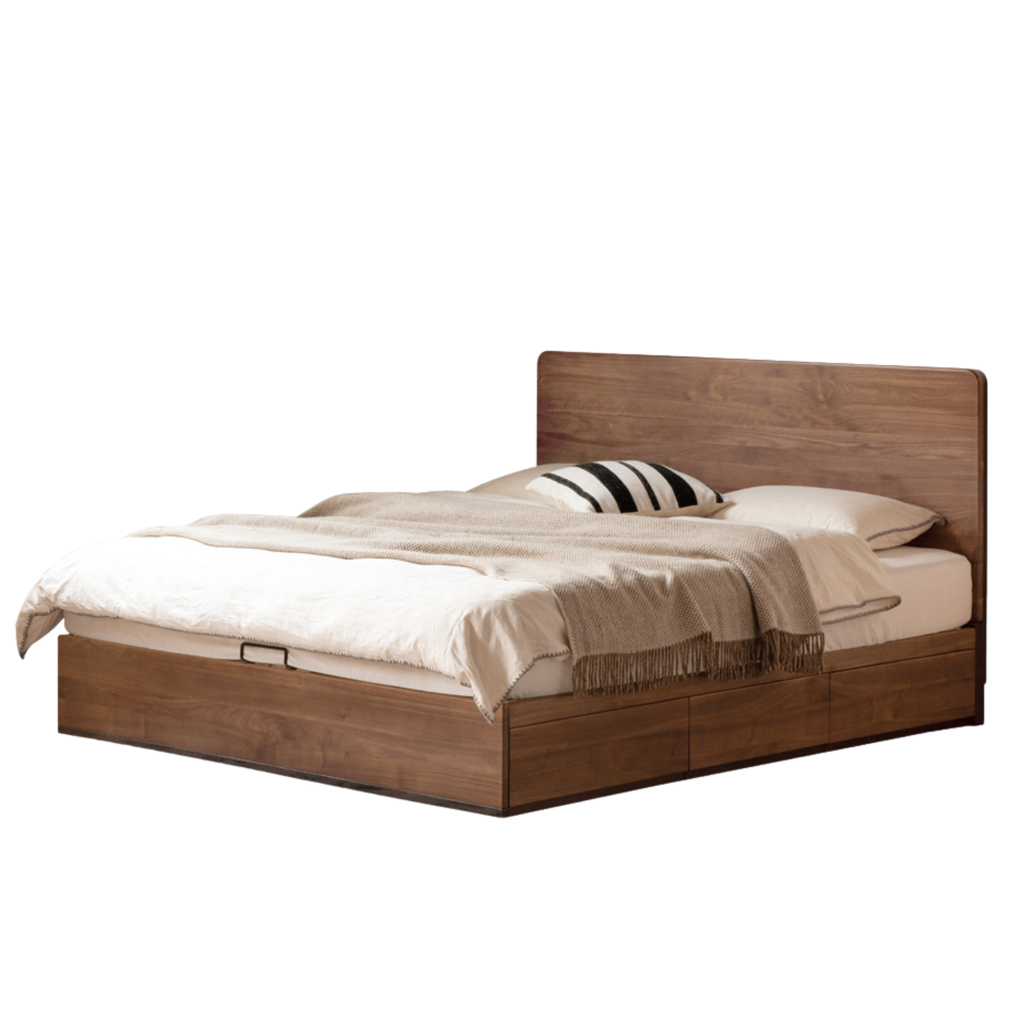 Black Walnut Solid Wood Light Luxury Box Bed