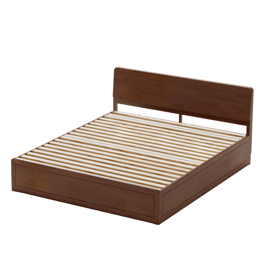 Oak,Rubberwood Solid Wood Box Simple Bed Log Style