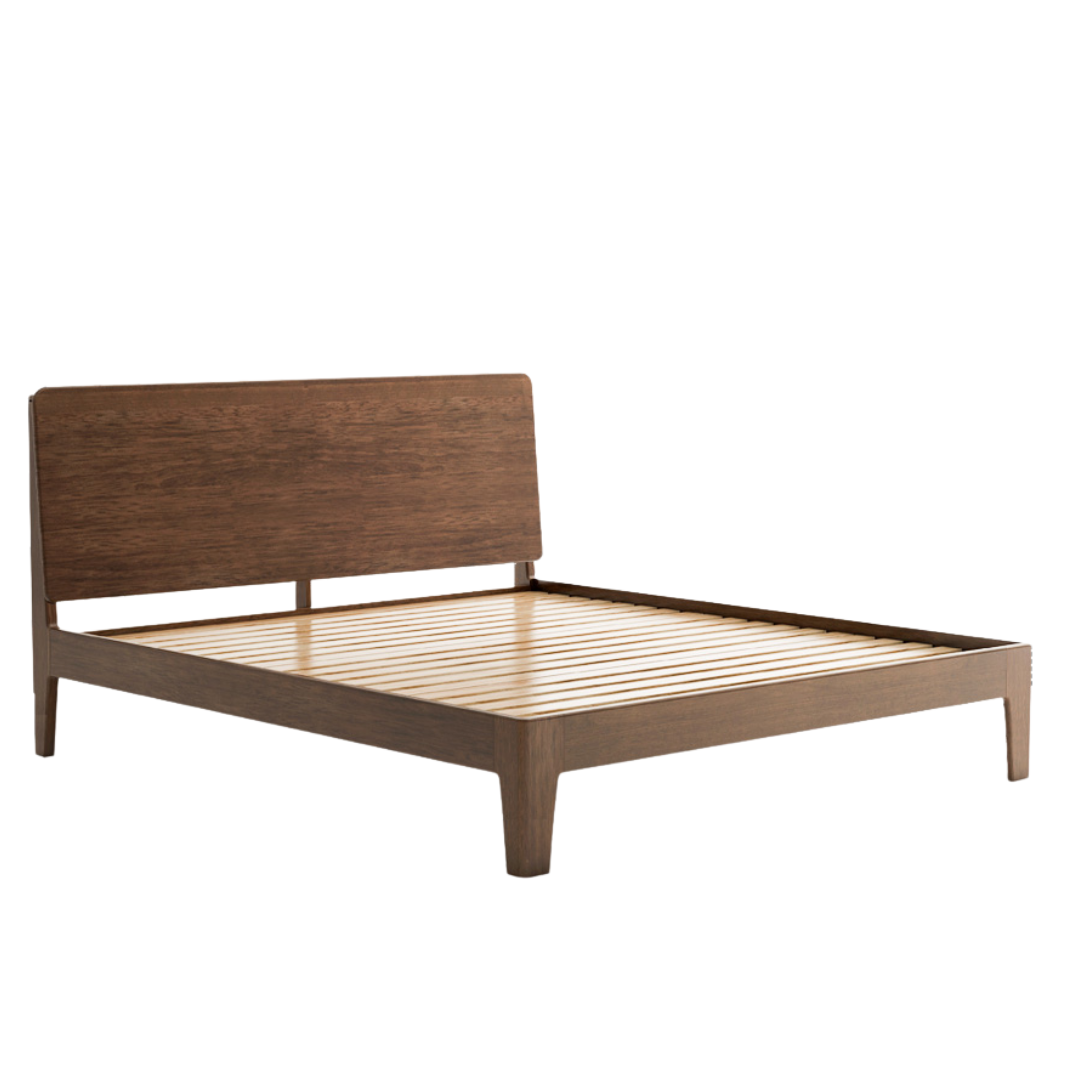 Black Walnut, Golden Sandalwood Solid Wood Italian Style Light Luxury Bed