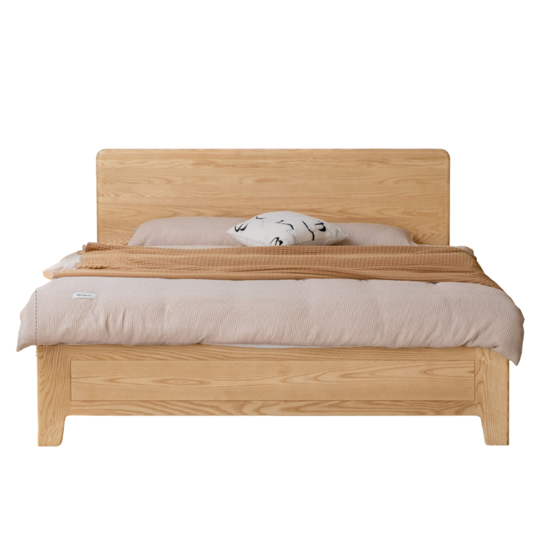 Ash, Oak Solid Wood Modern Minimalist High Box Bed