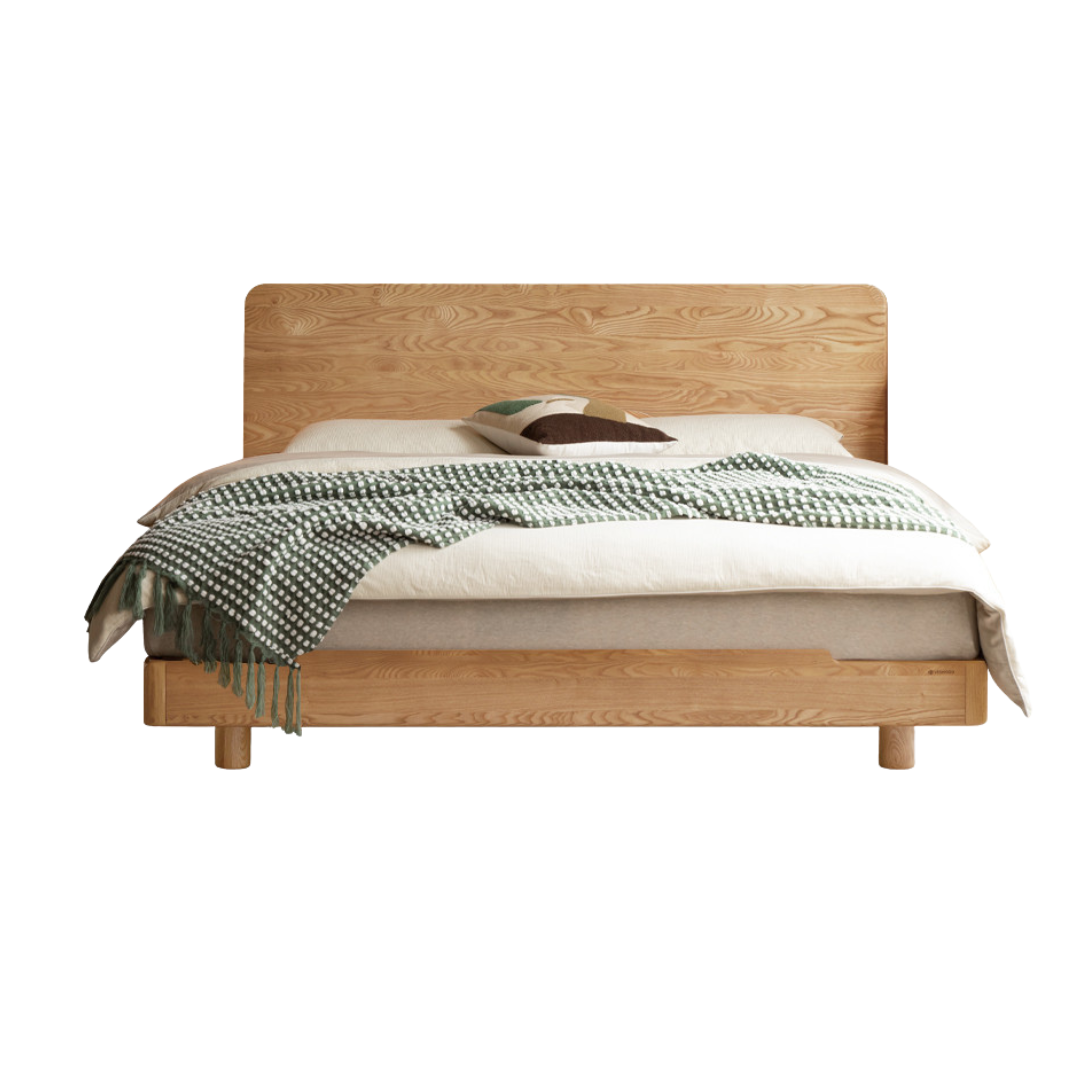 Oak, Ash Solid Wood Luminous Suspended Bed, Nordic Style