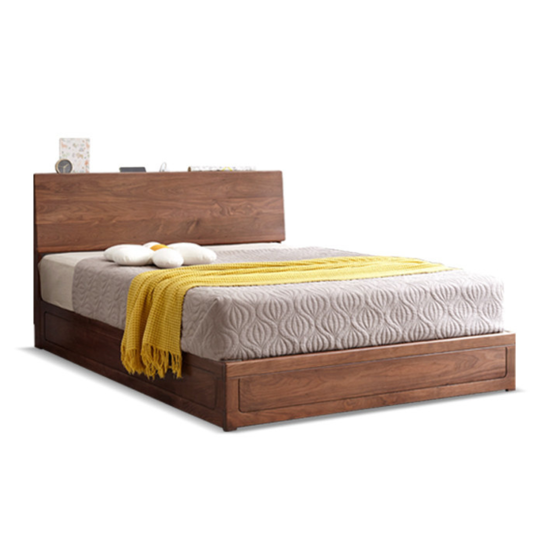 Black Walnut Solid Wood Box Bed Simple Modern Nordic Style